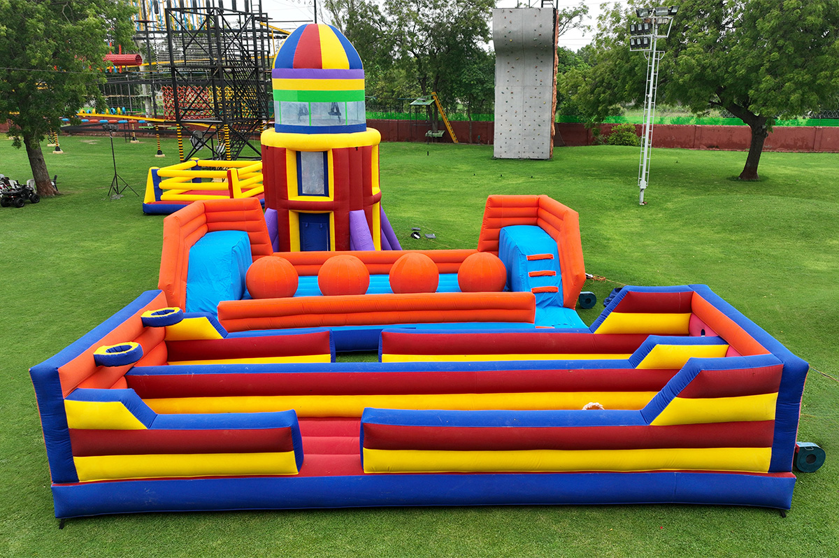 Bouncing ball inflatable activity for kids and adults at Roadies Rostel ARC Resort