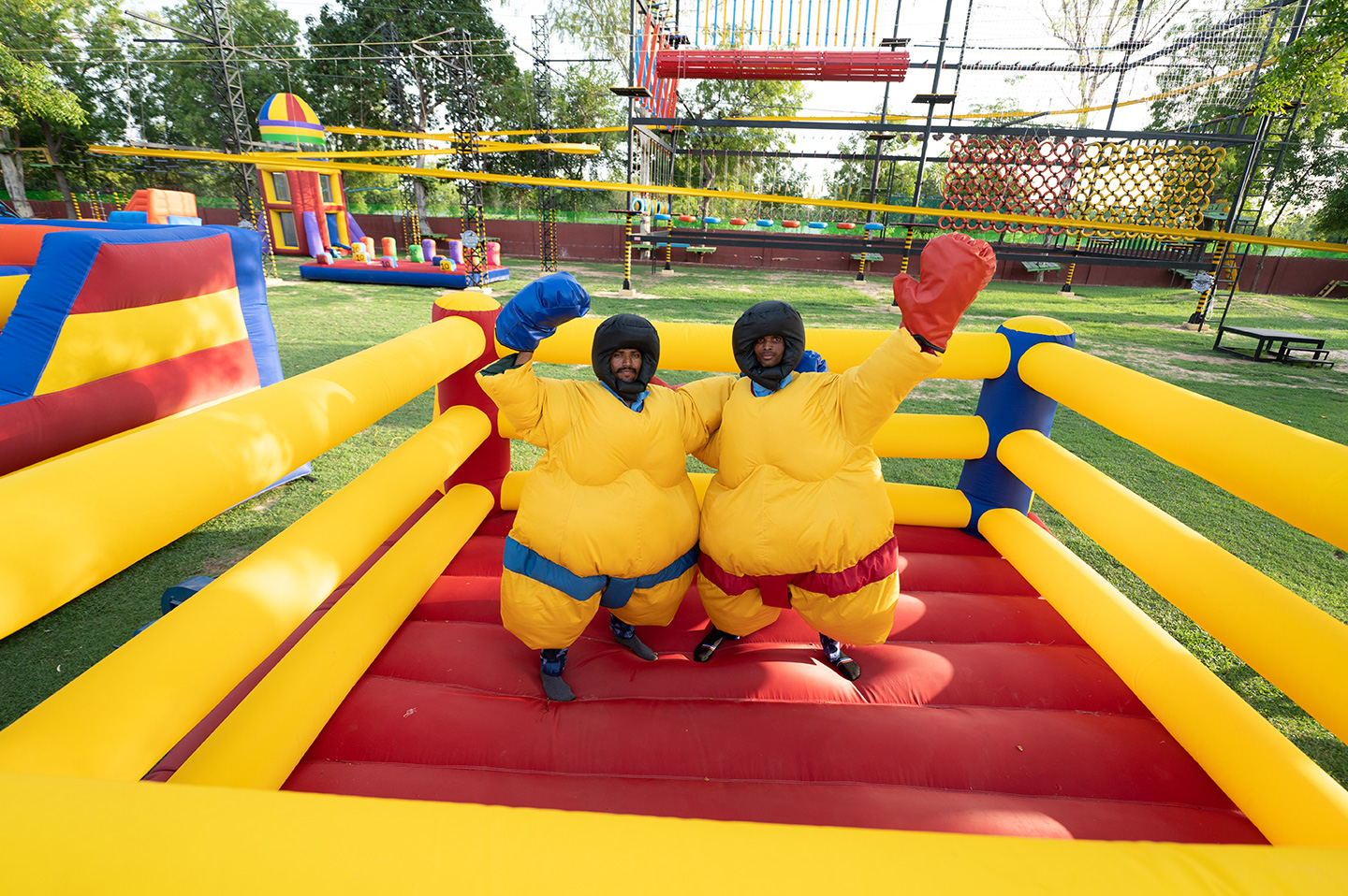 Sumo boxing inflatable fun game at Roadies Rostel ARC Resort adventure park