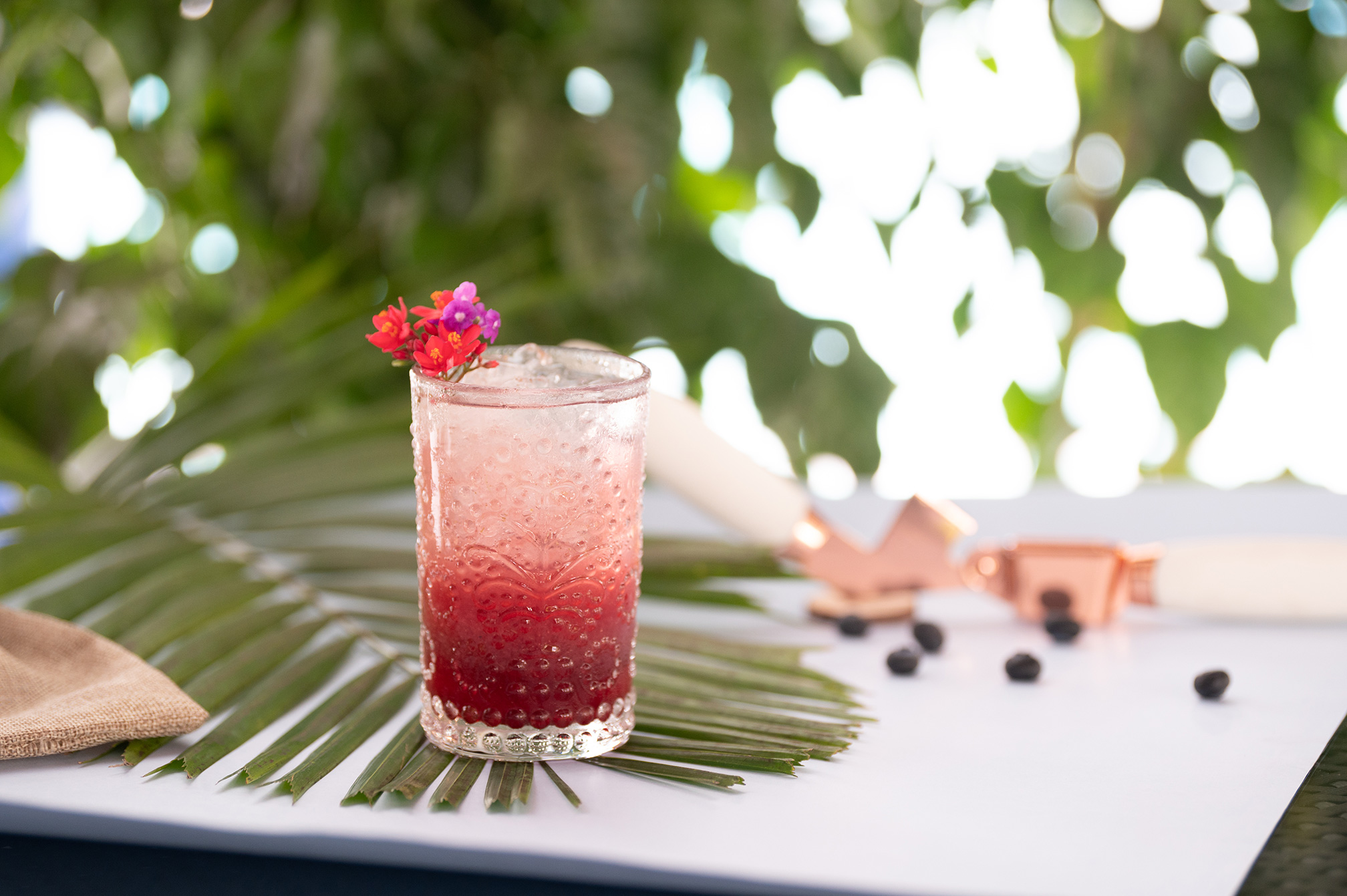 Icy mocktail drink served at The Nest bar at Roadies Rostel ARC Resort Ahmedabad, perfect for a sunny day escape near the city.