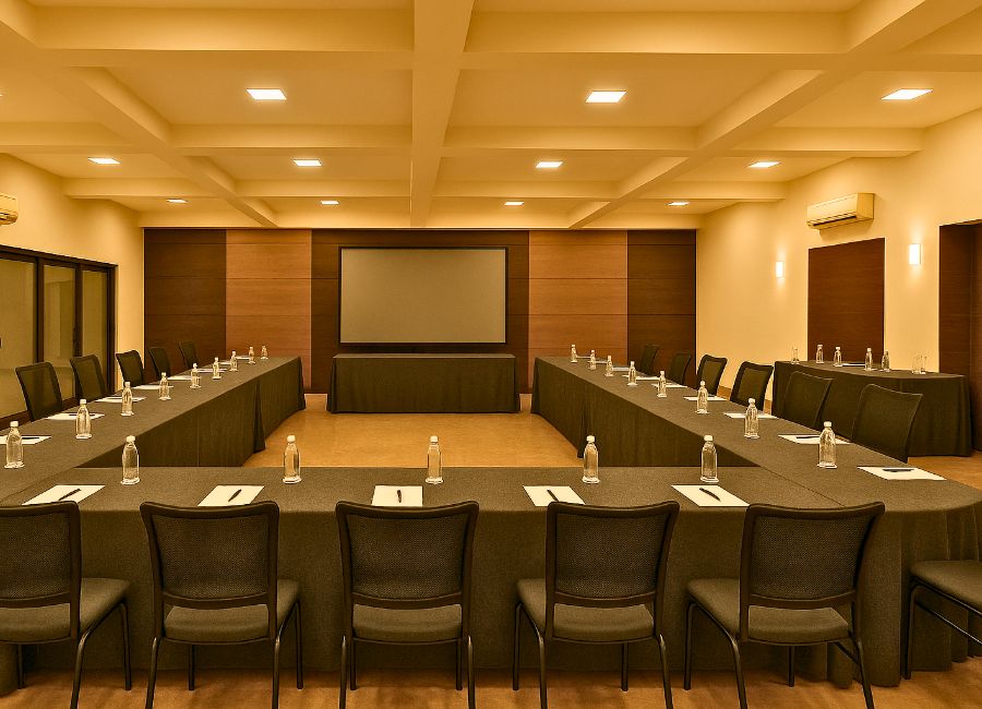 ARC Room indoor banquet hall at Roadies Rostel ARC Resort near Ahmedabad