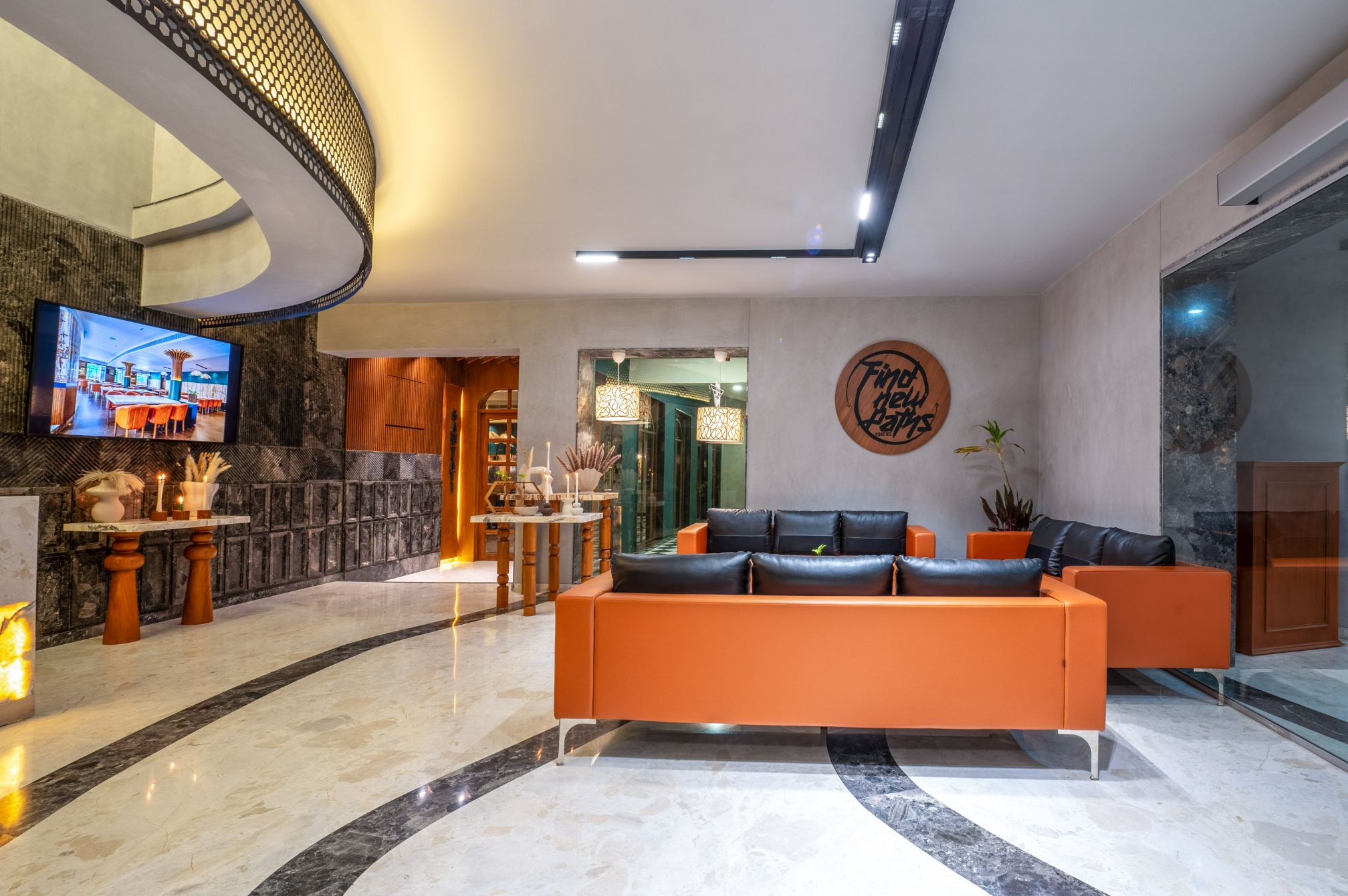 roadies rostel, resort reception, waiting lounge, luxury seating area