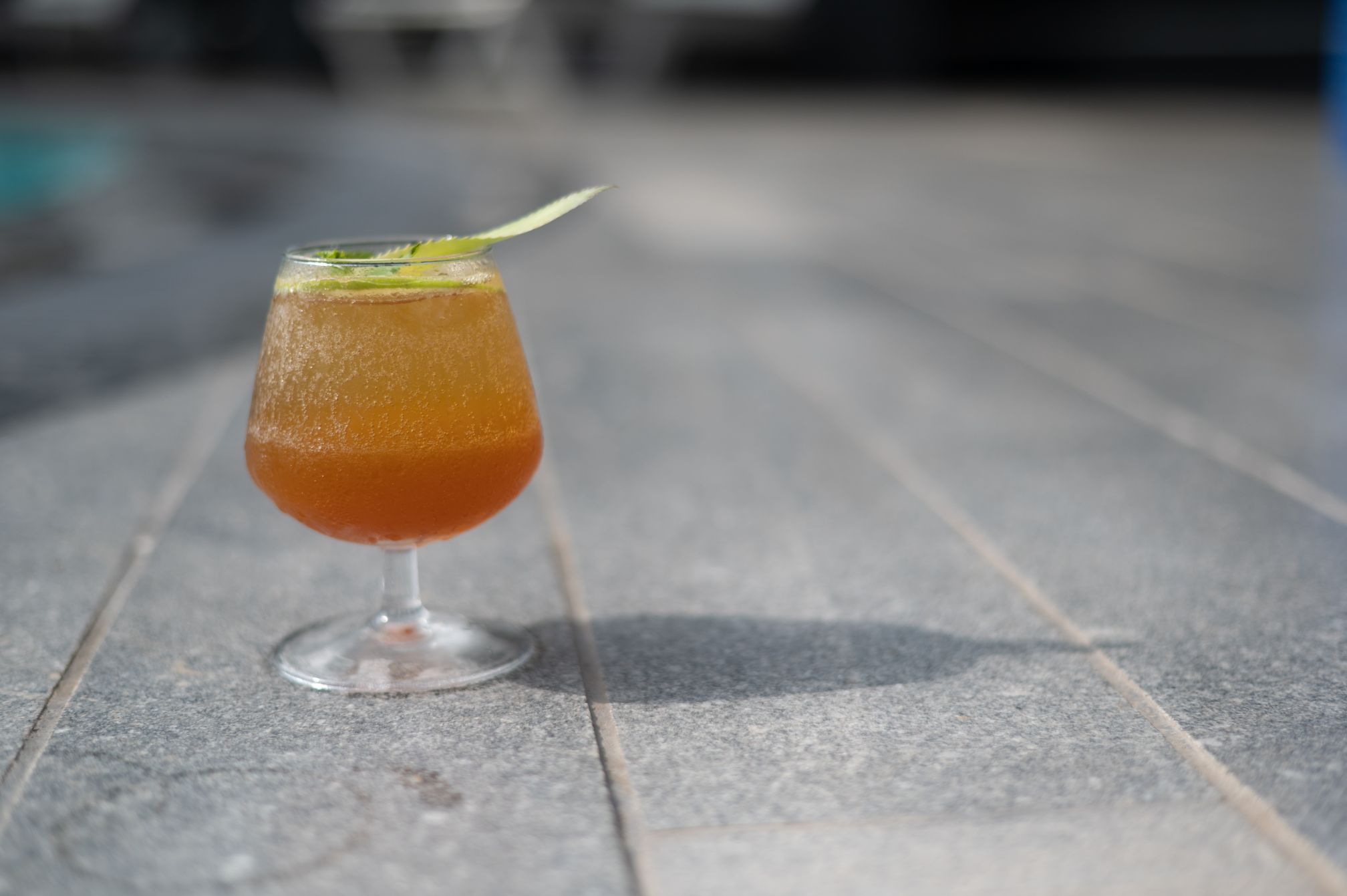 Two vibrant mocktails with cherry and citrus garnish served beside the pool at Roadies Rostel