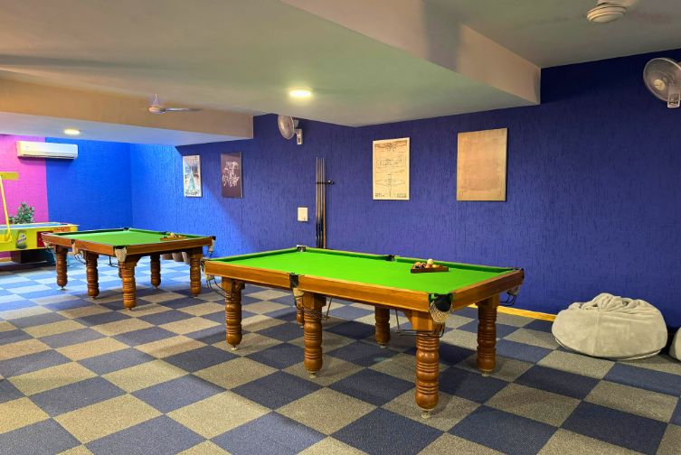 Billiards table in the den room at Roadies Rostel ARC Resort