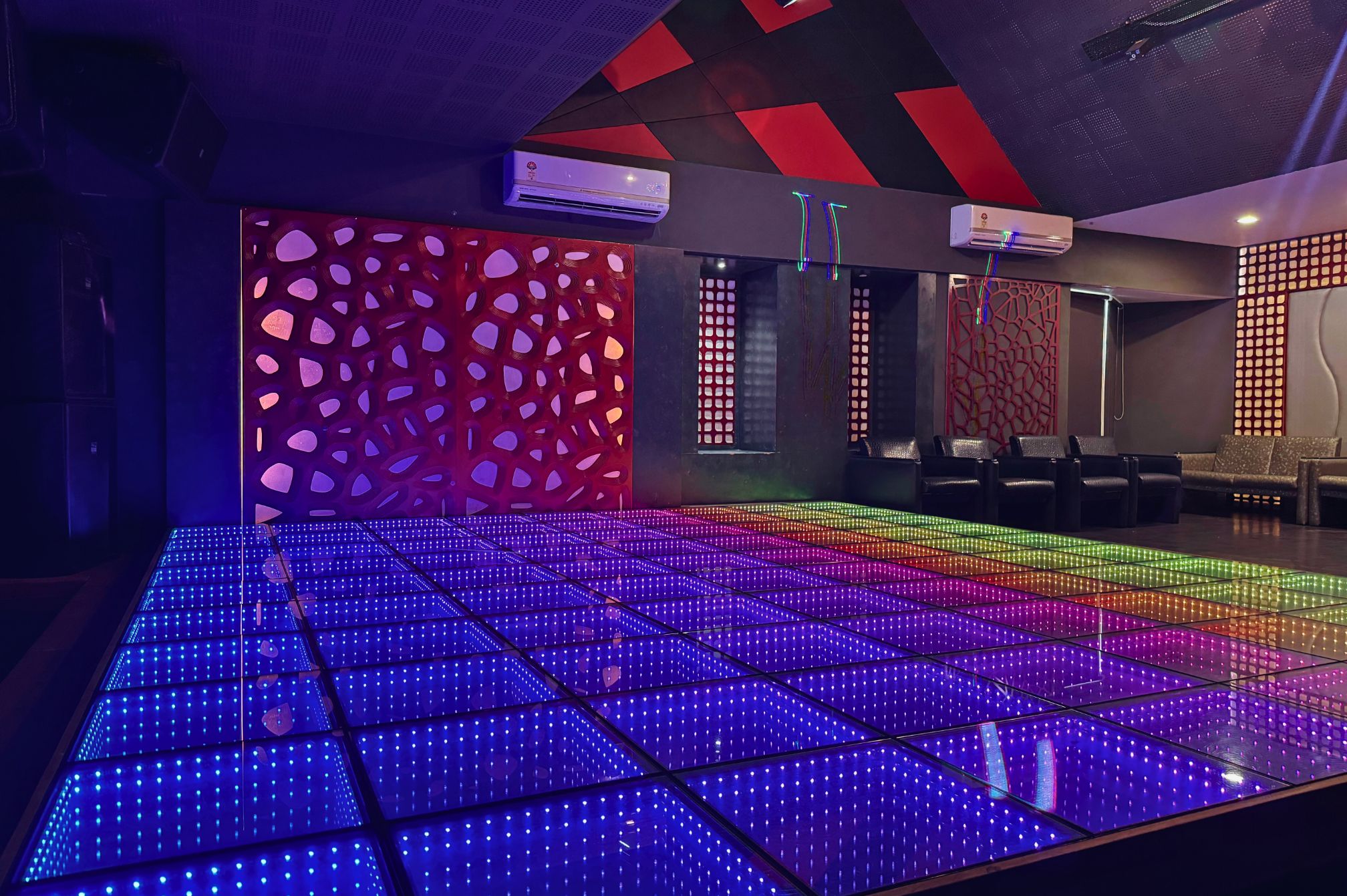 LED dance floor discotheque at Roadies Rostel ARC Resort, ideal for private parties and music events