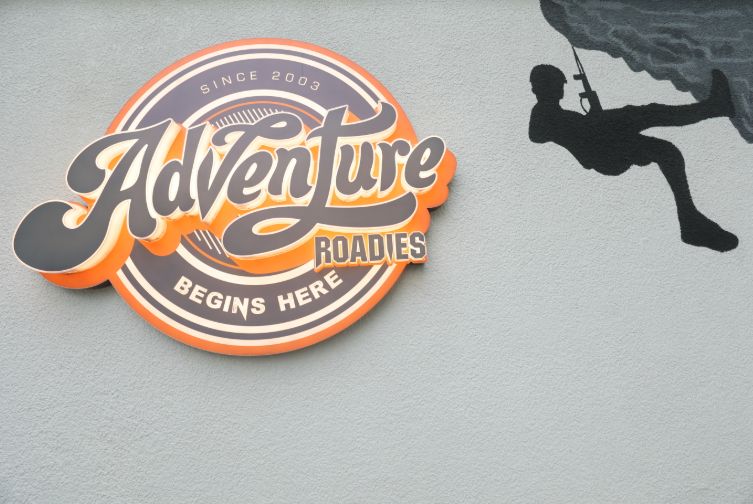 Adventure Begins Here wall signage at Roadies Rostel ARC Resort's adventure zone