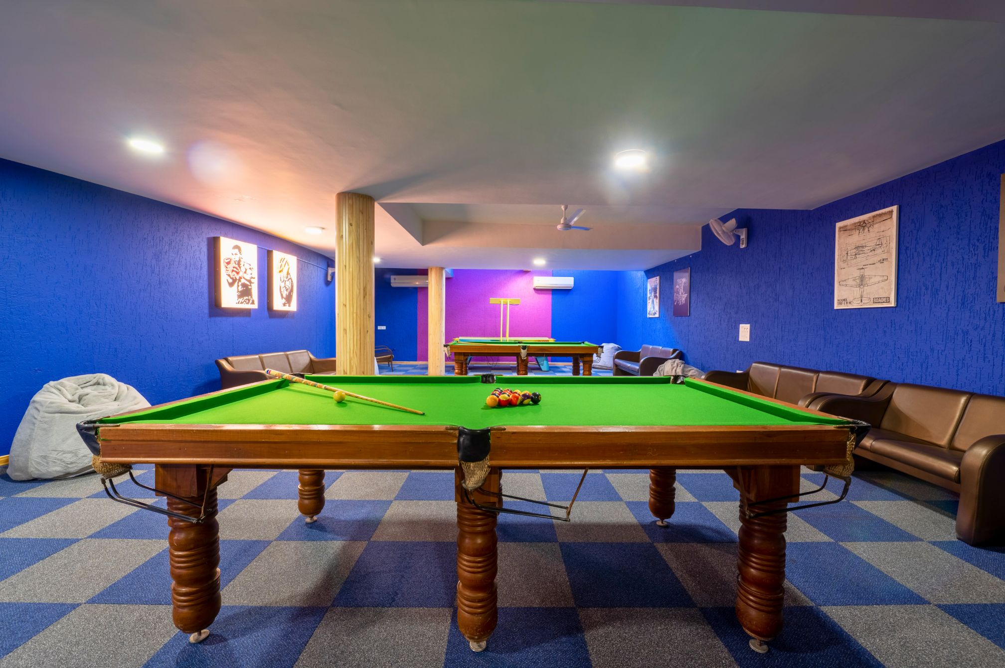Billiards and lounge zone for indoor recreation at Roadies Rostel ARC Resort