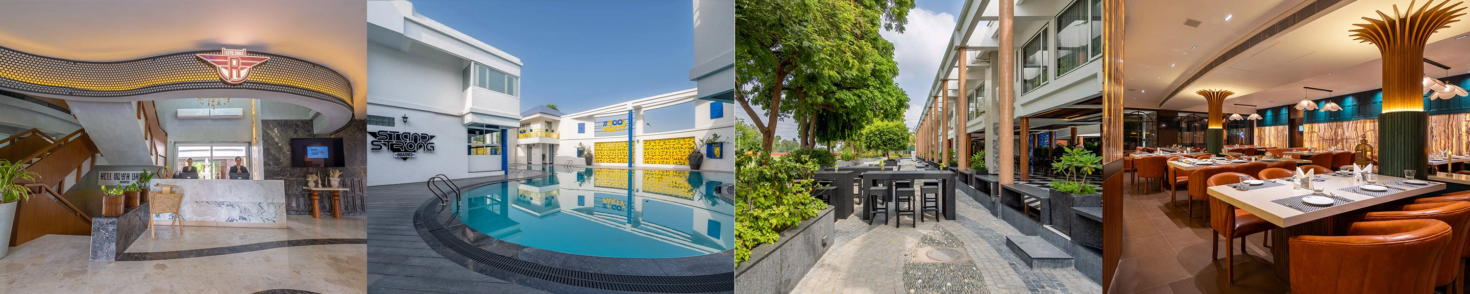 Stylish and welcoming lobby interior at Roadies Rostel ARC Resort, perfect for family and corporate stays